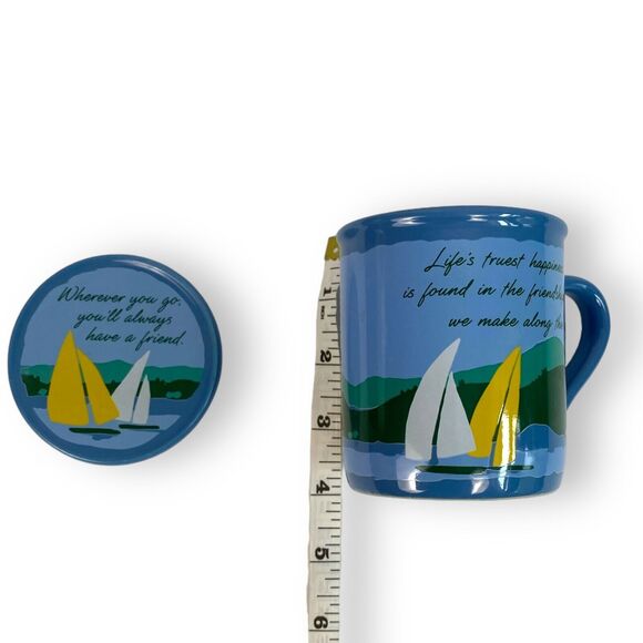 Hallmark 1985 Boat Mug Mates Inspirational Life Gift Mug With Lid Coaster‎ Mugs - Picture 7 of 7